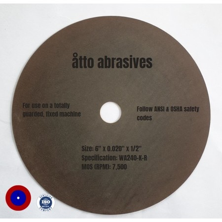 ATTO ABRASIVES Rubber-Bonded Non-Reinforced Cut-off Wheels 6"x 0.020"x 1/2" 3W150-050-PD